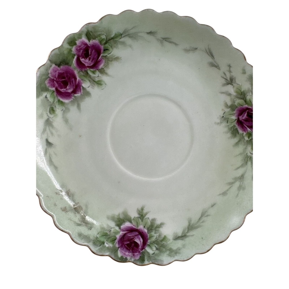 Tea Cup Saucer O&EG Royal Green w/Gold Trim Austria 6-Inch Diameter VTG Retired - Picture 4 of 10